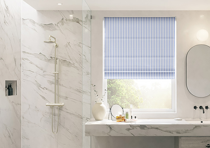 Lace Stripes, Soft Blue - Roman Blind - Image 3